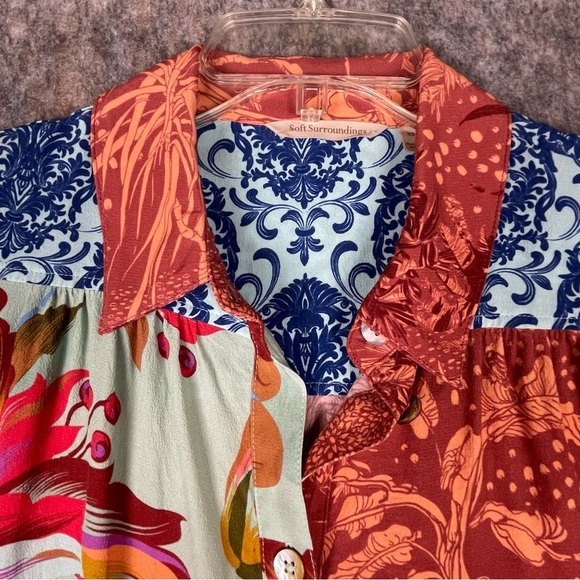 Soft Surroundings Hermosa Chic ColorBlock Floral Sophisticated Tunic Blouse XS - Picture 4 of 14